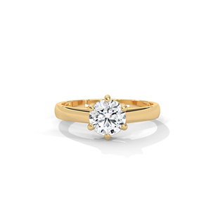Anillo de Compromiso con Diamante Cultivado en Laboratorio, Corte Brillante Redondo de 1 Quilate, Oro Sólido de 14K, Engaste de Puntas, Joyería para Mujer - Product Image 1