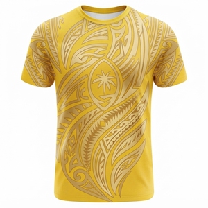 เสื้อยืดคอกลมผู้ชายลายชนเผ่าสีพื้นราคาถูก MOQ ต่ำ แขนสั้น ผ้าถักแบบตรวจจับด้วยเข็ม - Product Image 3