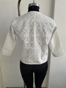 Chaqueta Blanca de Algodón Bordada para Mujer, con Ojales Florales, Manga 3/4, Ligera, Informal, de Verano, para Dama - Product Image 3