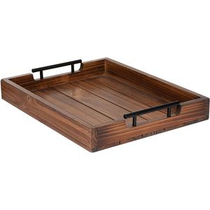 Premium Acacia Wood <b>Round</b> Serving <b>Tray</b> with Cutout Handles Large Decorative Coffee <b>Table</b> <b>Tray</b> for Food Drinks & Home Decor <b>Trays</b> - Product Image 2