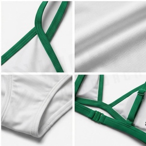 Ensemble de bikini deux pièces pour femme North Approach, blanc et vert, avec bordure contrastante, bas string et haut triangle, maillot de bain extensible - Product Image 4