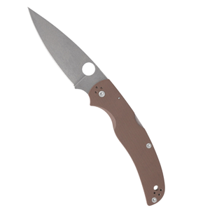Couteaux pliants classiques marron avec lame argentée finition stonewashed, poignée texturée confortable, trou d'ouverture rond et acier inoxydable - Product Image 3