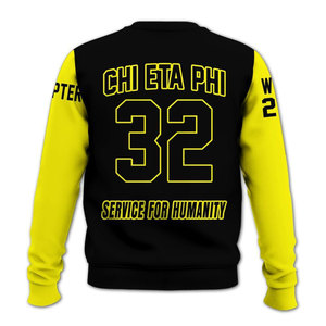 เสื้อสเวตเตอร์ไหมพรมคอกลมแขนแร็กแลนสีขาวเขียวลายตัวอักษรกรีก Chi Eta Phi สำหรับผู้ชาย สไตล์ลำลอง - Product Image 6
