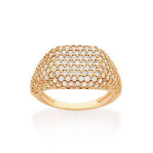 10K Gold Plated Cocktail <b>Ring</b> With Micro Pave Cubic Zirconia <b>For</b> Women's Wedding Engagement Glam Style Jewelry - Product Image 2