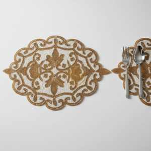 Napperons de table perlés en tissu satiné NOORIMS AKBAR HANDICRAFTS de qualité supérieure, faits à la main, personnalisables, fournisseur en gros pour l'exportation - Product Image 5