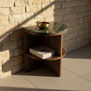 Mesa Auxiliar Moderna para Dormitorio y Sala de Estar, Fabricada en Vietnam, Madera de Caucho Ecológica, Chapa de MDF, Tapa de Mármol, 1 Año de Garantía - Product Image 2