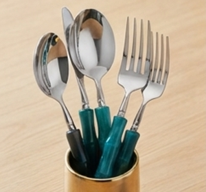 Ensemble de couverts élégants en bambou oriental, plaqués argent, compatibles lave-vaisselle, pour table à manger - Product Image 6
