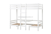 Lits modernes blancs pour enfants Meubles en bois massif Lits superposés pour enfants avec module lounge et dessus de table réglable pour villa appartement