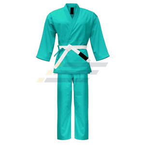 Uniforme Profesional de Taekwondo Blanco de Poliéster/Algodón para Adultos Unisex con Cuello en V e Impresión en la Espalda Hecho en Pakistán - Product Image 2