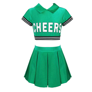 Black Cheerleader Outfit Shorts with Mid Waist Pleated Skirt Set for Women Girls Fashion Sport Wear Spandex/Nylon Quick Dry - Product Image 3