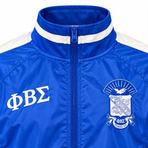 เสื้อแจ็คเก็ตวินเทจ Phi Beta Sigma สีน้ำเงินรอยัล ลายทางสีขาว แบบซิป แขนยาว คอตั้ง สไตล์ลำลองสำหรับกีฬาและกิจกรรมกลุ่ม - Product Image 6