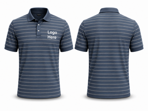 Chemise à manches courtes rayée pour homme, chemises de golf, tricot en mélange polyester/coton, décontractée, respirante, impression numérique, logo personnalisé - Product Image 1