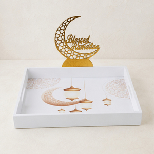 <b>Ramadan</b> Tray Wooden Eid Dessert Platter Wholesale Custom Blessed <b>Ramadan</b> Mubarak Chocolate <b>Gift</b> <b>Box</b> Islamic Holiday Serving Tray - Product Image 1