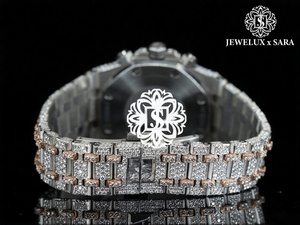 Montre de luxe pour homme en acier inoxydable, sertie de diamants Moissanite, style Hip Hop, idéale pour un anniversaire, Noël et les fêtes - Product Image 4