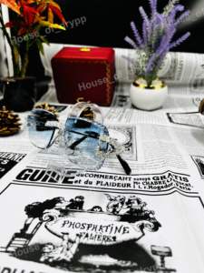 Lunettes de soleil semi-cerclées à verres bleus, monture en argent sterling 925, diamants Moissanite VVS, légères, pour l'extérieur, design de créateur - Product Image 4