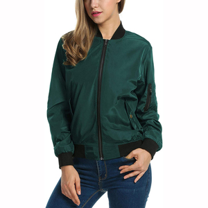 Chaqueta Varsity para Mujer, Gruesa, Verde Oscuro, con Cierre, Cortavientos, Informal, Elegante, con Puños Acanalados, Bolsillos, Corta y Transpirable - Product Image 4