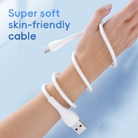 Kabel Data Pengisian Daya Ponsel Urus A23T Tipe C TPE 1M 3A Super Lembut Silikon Baru Lucu untuk Samsung Komputer Tembaga Murni Super