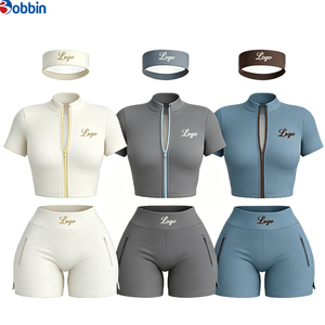 Conjuntos Deportivos de Verano para Mujer, Ropa Urbana Personalizada, Chaqueta de Manga Corta con Cierre y Pantalones Cortos, Conjunto de 3 Piezas, Tendencia en Ventas - Product Image 6