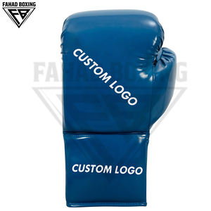 Guantes de Boxeo Personalizados de Cuero Vacuno Genuino con Logotipo Impreso, Estilo Nuevo, Color Azul y Blanco en Contraste, Totalmente Personalizables - Product Image 2