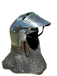 Casco de Caballero Medieval Antiguo con Cota de Malla de Acero Suave, Armadura Hecha a Mano, Correa de Cuero Ajustable, para Fiestas de Recreación Histórica - Product Image 2