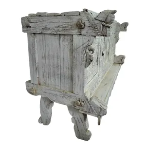 <b>Vintage</b> Hand Carved Wooden Damchiya One Door Storage Cabinet Wedding Chest <b>Console</b> Side <b>Table</b> Traditional Indian Furniture - Product Image 2