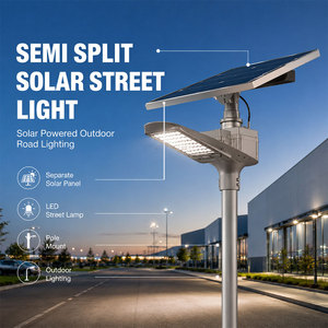 Semi Split Solar Street Light Outdoor IP66 Waterproof LED Road Lamp with Separate Solar Panel Pole Mounted Pathway Garden
