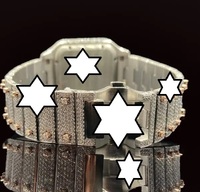 Montre unisexe de luxe Bageutte Diamond en acier inoxydable avec accents en moissanite, cadran carré en cristal, mouvement mécanique automatique, 20 mm
