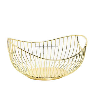 Forme ovale exclusif qualité fruits panier plaqué or vente chaude bonne qualité fil de fer créatif à la main ménage organisateur - Product Image 1