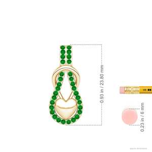 14K Pure Gold Natural Round Cut Emerald Beaded <b>Infinity</b> Knot Pendant With Gold Puffed Heart Beautiful Unisex Party Wear Pendant - Product Image 2