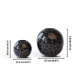 Exclusive Design Handmade Modern Tabletop <b>Vase</b> Black Gold Crackle Finish Metal Decorative <b>Bowl</b> Wedding Centerpiece - Product Image 2