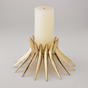 Portavelas de Hierro Único, Forma Irregular, Tamaño Mediano, Portavelas para Interiores, Hecho a Mano, Portátil, al Mejor Precio, Diseño Antiguo - Product Image 1