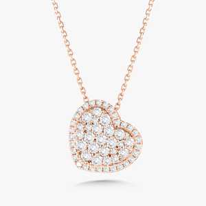 Heart Shape Lab Diamond Necklace 14k <b>Solid</b> <b>Gold</b> Pave Set 18 Inch CVD HPHT Diamond Fine Chain Layering <b>Pendant</b> Minimalist Jewelry - Product Image 3
