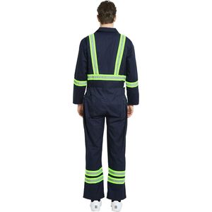 2025 haute visibilité hommes travail combinaison coton respirant avec garniture réfléchissante fonction imperméable Logo personnalisable LED Flash - Product Image 1