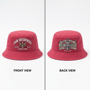 Premium 280 GSM Cotton Twill Unisex Summer Bucket <b>Hat</b> Red Custom 3D Embroidered Woven Patch Logo Outdoor Casual Fashion <b>Cap</b> - Product Image 1
