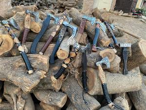 Hacha de Acero de Damasco Hecha a Mano por Steel Craft International, 14 Piezas, con Mango de Madera de Fresno, para Uso Industrial, 4 3/4 - Product Image 2