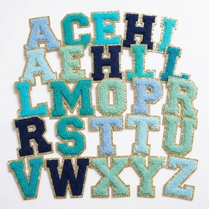 Luxury Chenille Letter Embroidery <b>Patch</b> with Gold Edge Iron <b>On</b> <b>Sew</b> <b>On</b> Alphabet A to Z <b>Patches</b> for Hats Clothing Jackets Hoodies - Product Image 2