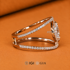 Bague de fiançailles en diamant de laboratoire taille marquise, bague halo en diamant taille marquise 1,25 TW, bague de mariage à double sangle, bague de promesse - Product Image 2