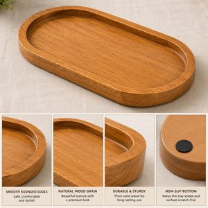 Plateau de service de mariage de luxe en bois d'acacia rustique, fait main, peint à la main, forme ovale - Product Image 4