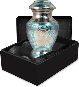 Green Cremation Urn for Adult Human Ashes <b>Memorial</b> Keepsake Container Durable Design Urn with Velvet <b>Box</b> - Product Image 2