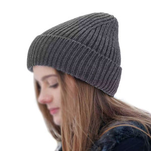 Unisex Solid Color Ribbed Knit Beanie <b>Hat</b> 100% Acrylic <b>Winter</b> Warm Casual Style for Adults 56-58CM Head Circumference - Product Image 4