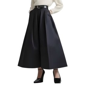 Pantalon taille haute plissé à jambes larges pour femme, élégant, coupe ample, longueur cheville, idéal pour le bureau, sur mesure - Product Image 5