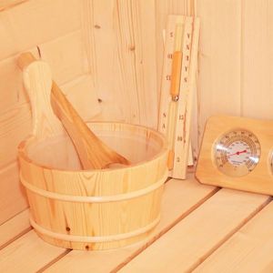 Sauna a botte in pino bianco per tre persone TMG LIVING con porta in vetro temperato LSN41 - Arredamento da esterno premium - Product Image 6
