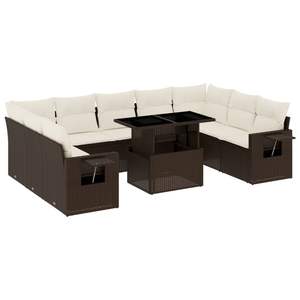 Conjunto de Sofá de Jardín de Ratán PE Marrón con Acero con Recubrimiento en Polvo y Vidrio Templado, Muebles de Exterior Premium - Product Image 2