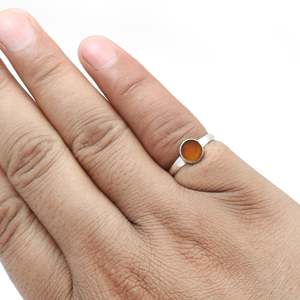 Bague de promesse en pierre de cornaline ronde semi-précieuse, disponible en argent sterling 925 massif, bijoux bohèmes faits à la main - Product Image 5