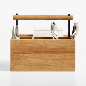 Modern Durable Wooden Caddy Storage Organizer with Handle for Kitchen <b>Bathroom</b> Desk-Portable Box Holder - Product Image 1