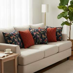 SOGA 5PC Botanical Floral and Classic <b>Red</b> Diamond Knit Pillowcase Set for Home Decor <b>Cushion</b> <b>Covers</b> - Product Image 2