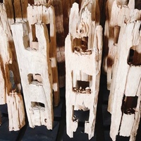 Sculpture d'art rustique en bois flotté naturel pour décoration de Noël et de remise de diplôme, par NINNET Thaïlande, pour comptoir