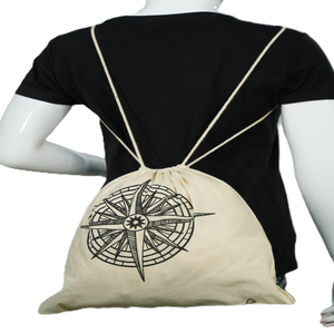 Mochila con Cordón Ajustable para Gimnasio, Personalizable con Logotipo, Reciclable y Reutilizable, de Lona de Algodón Natural con Forro de Algodón Orgánico - Product Image 1