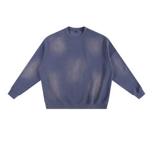 Sweat-shirts pour hommes à col rond, vierges, de haute qualité, en molleton de coton épais, coupe oversize, effet vintage délavé au soleil, avec impression de logo personnalisé - Product Image 5