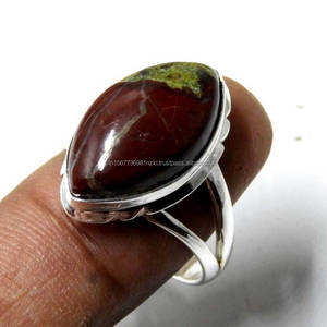 Anillo de Plata de Ley 925, anillo para mujer, anillo de plata de jaspe de sangre, anillo de bodas, regalo para su anillo, anillo de regalo de declaración - Product Image 4